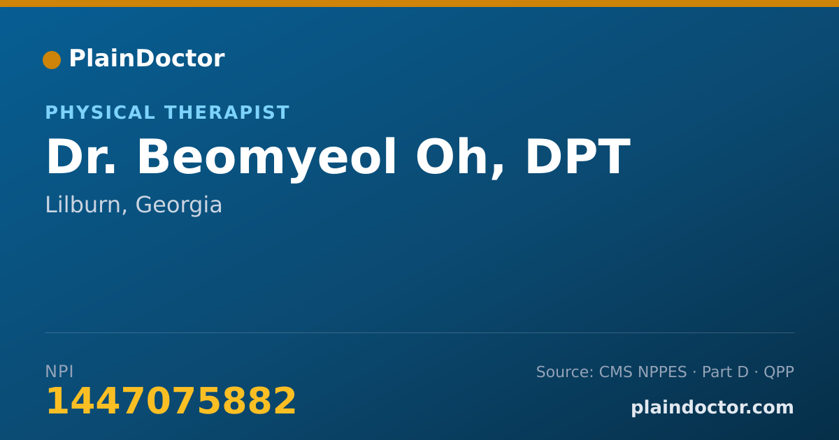 Shareable card for Beomyeol Oh, DPT - Physical Therapist, Lilburn, GA