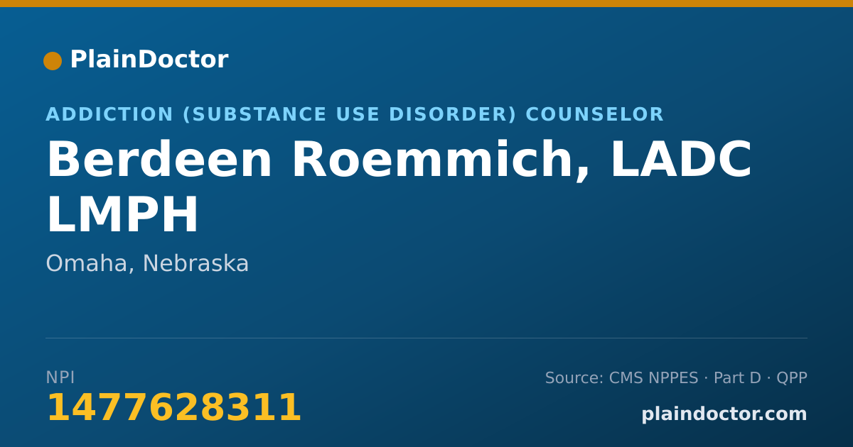 Shareable card for Berdeen Roemmich, LADC LMPH - Addiction (Substance Use Disorder) Counselor, Omaha, NE