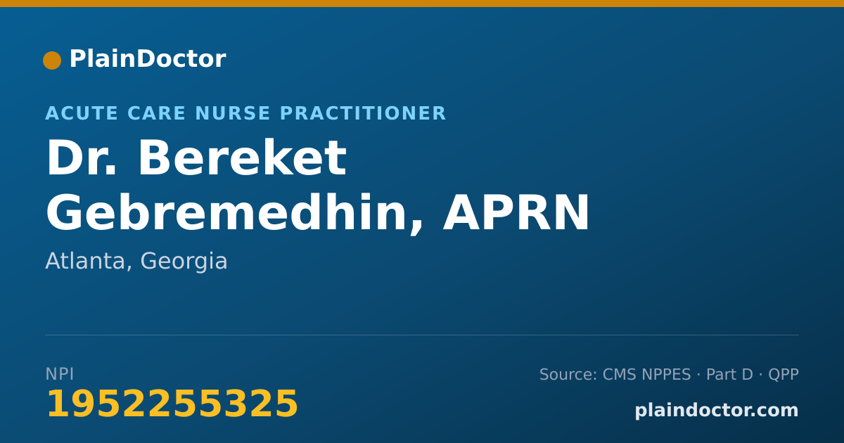 Shareable card for Bereket Gebremedhin, APRN - Acute Care Nurse Practitioner, Atlanta, GA