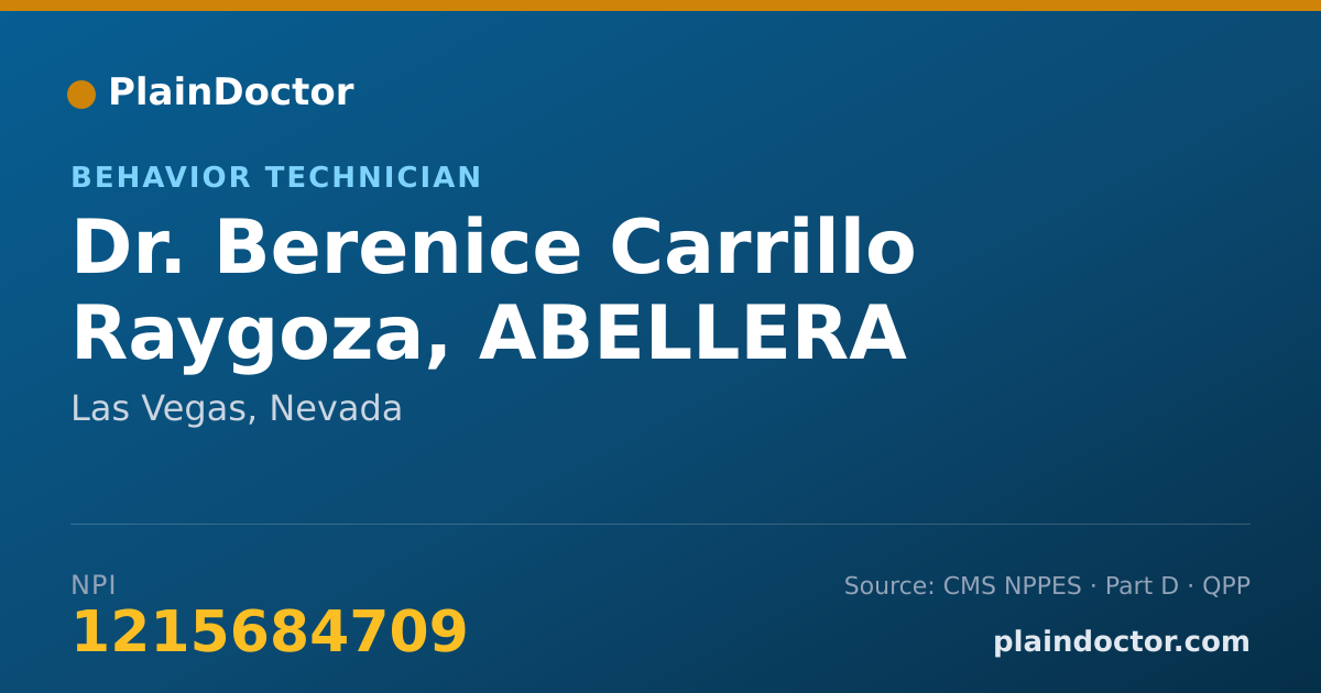 Shareable card for Berenice Carrillo Raygoza, ABELLERA - Behavior Technician, Las Vegas, NV