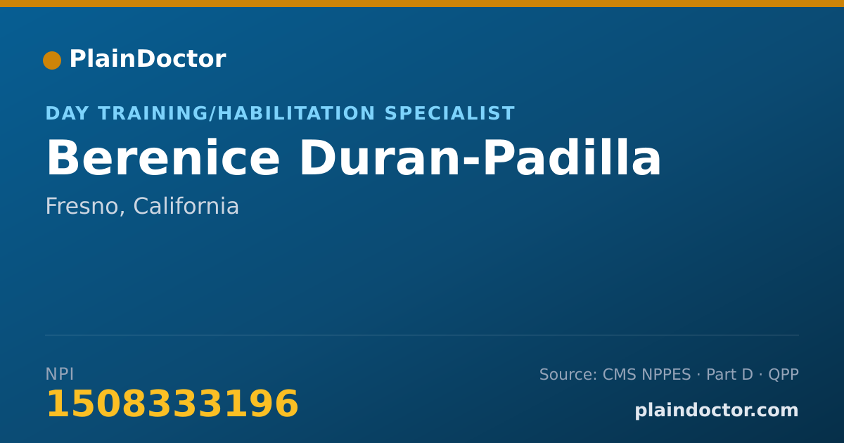 Shareable card for Berenice Duran-Padilla - Day Training/Habilitation Specialist, Fresno, CA