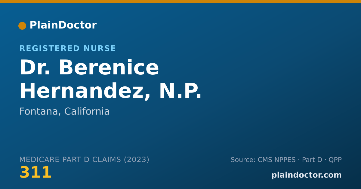Shareable card for Berenice Hernandez, N.P. - Registered Nurse, Fontana, CA