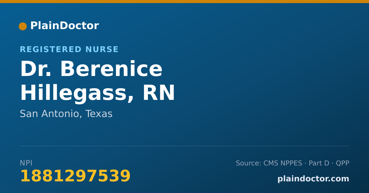Shareable card for Berenice Hillegass, RN - Registered Nurse, San Antonio, TX