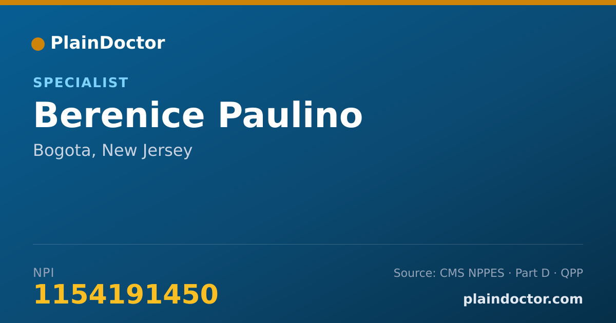 Shareable card for Berenice Paulino - Specialist, Bogota, NJ
