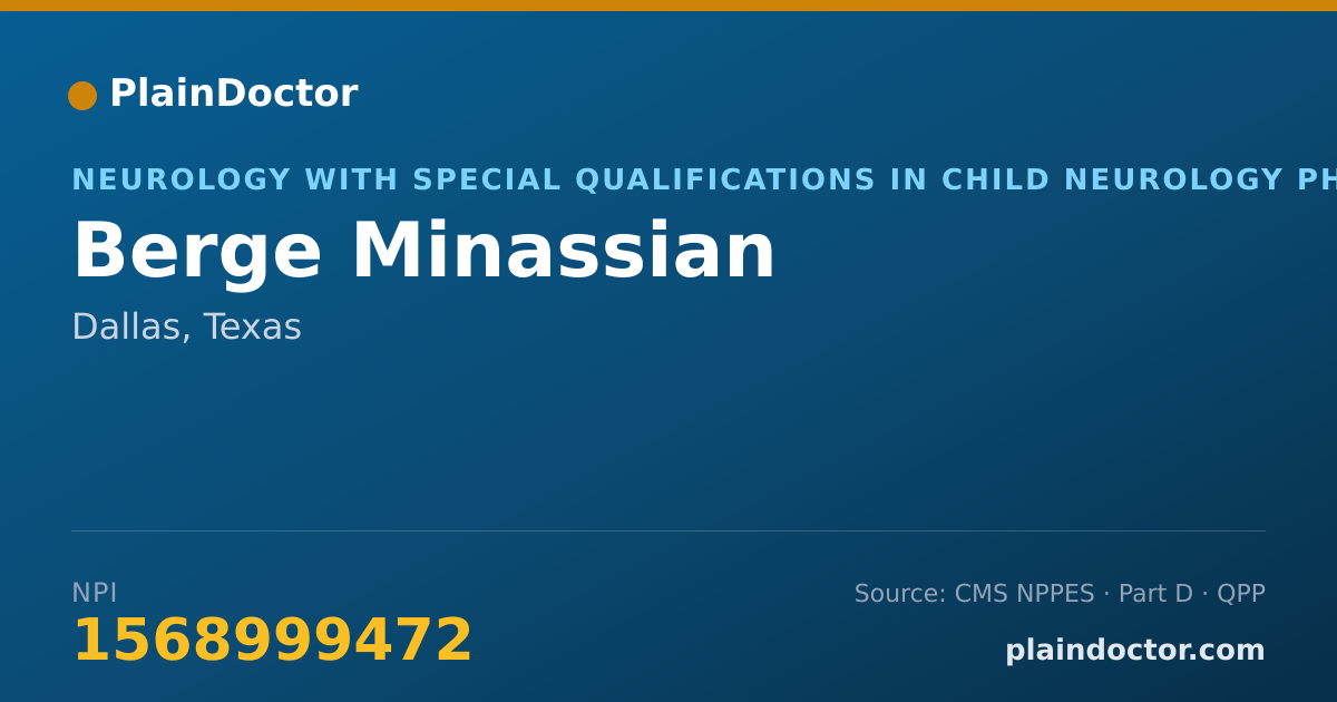 Shareable card for Berge Minassian - Neurology with Special Qualifications in Child Neurology Physician, Dallas, TX