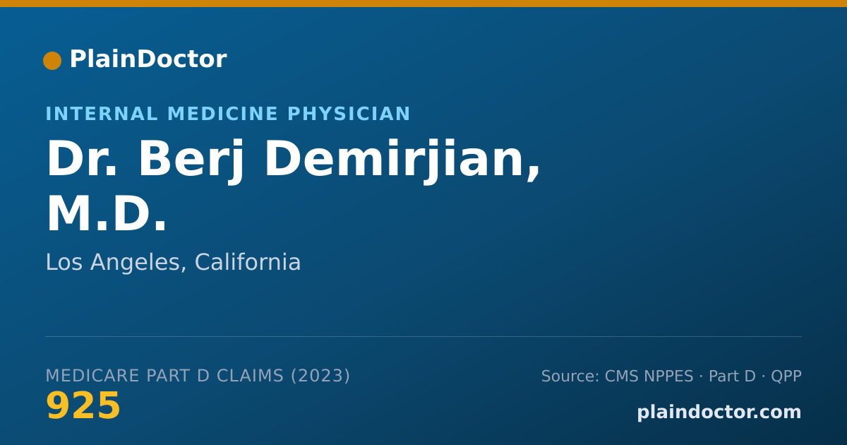 Shareable card for Berj Demirjian, M.D. - Internal Medicine Physician, Los Angeles, CA