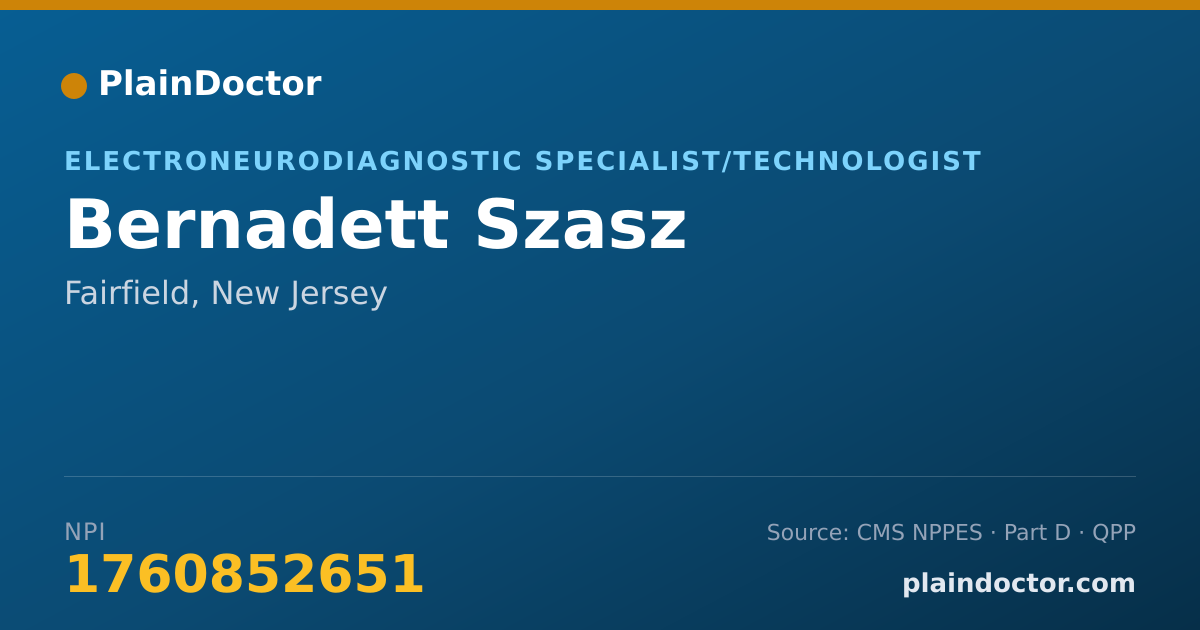 Shareable card for Bernadett Szasz - Electroneurodiagnostic Specialist/Technologist, Fairfield, NJ