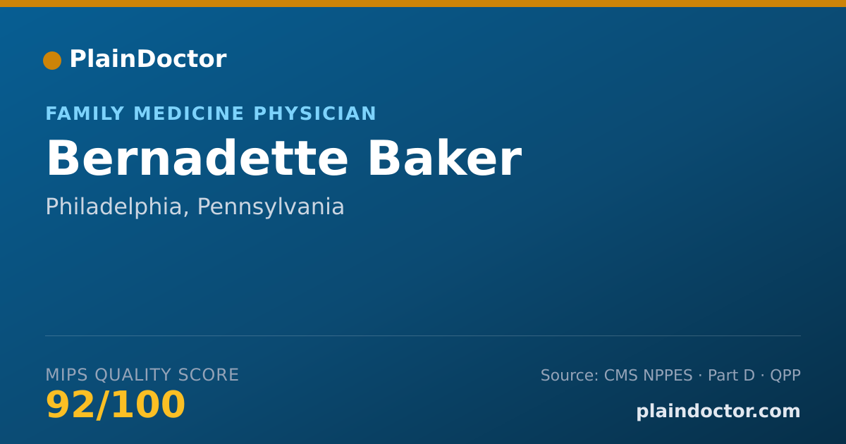 Shareable card for Bernadette Baker - Family Medicine Physician, Philadelphia, PA