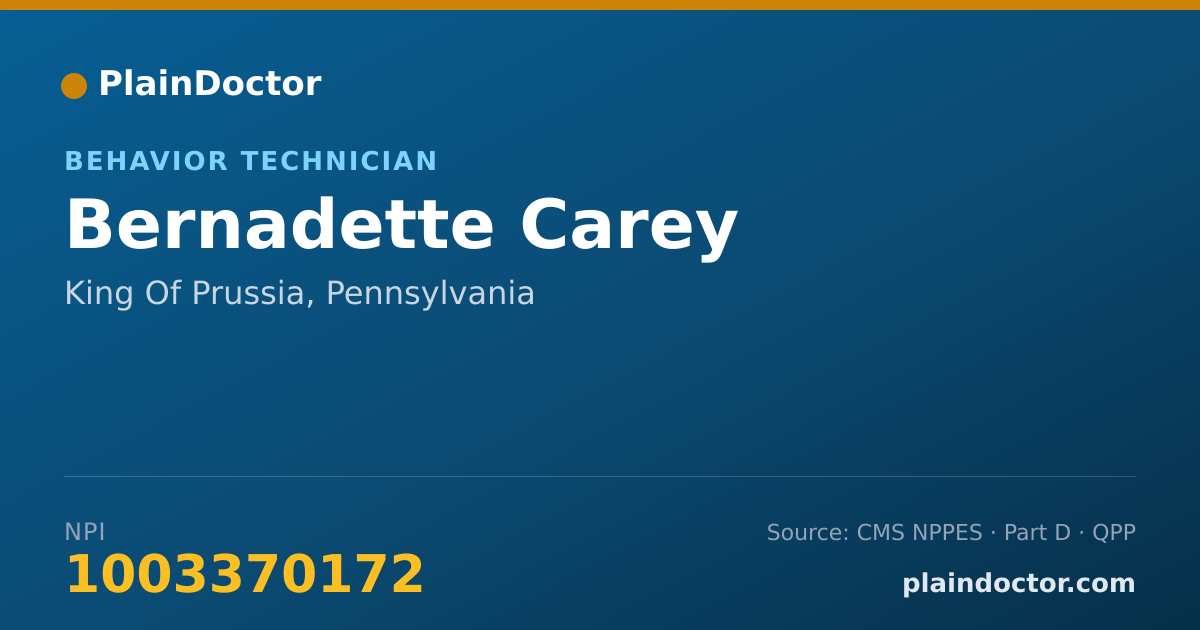 Shareable card for Bernadette Carey - Behavior Technician, King Of Prussia, PA