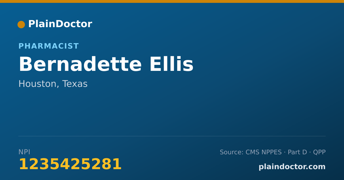 Shareable card for Bernadette Ellis - Pharmacist, Houston, TX