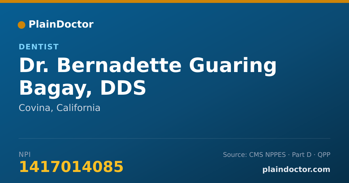 Shareable card for Bernadette Guaring Bagay, DDS - Dentist, Covina, CA