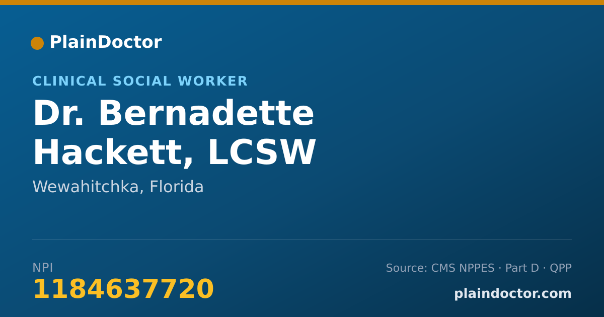 Shareable card for Bernadette Hackett, LCSW - Clinical Social Worker, Wewahitchka, FL
