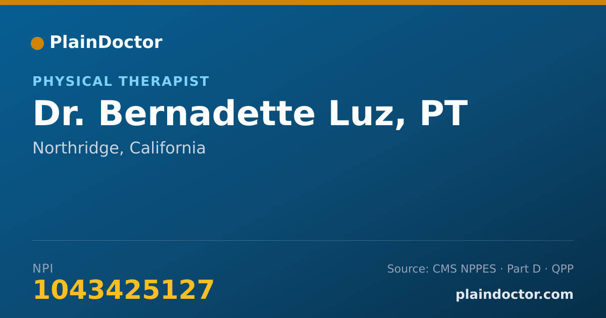 Shareable card for Bernadette Luz, PT - Physical Therapist, Northridge, CA
