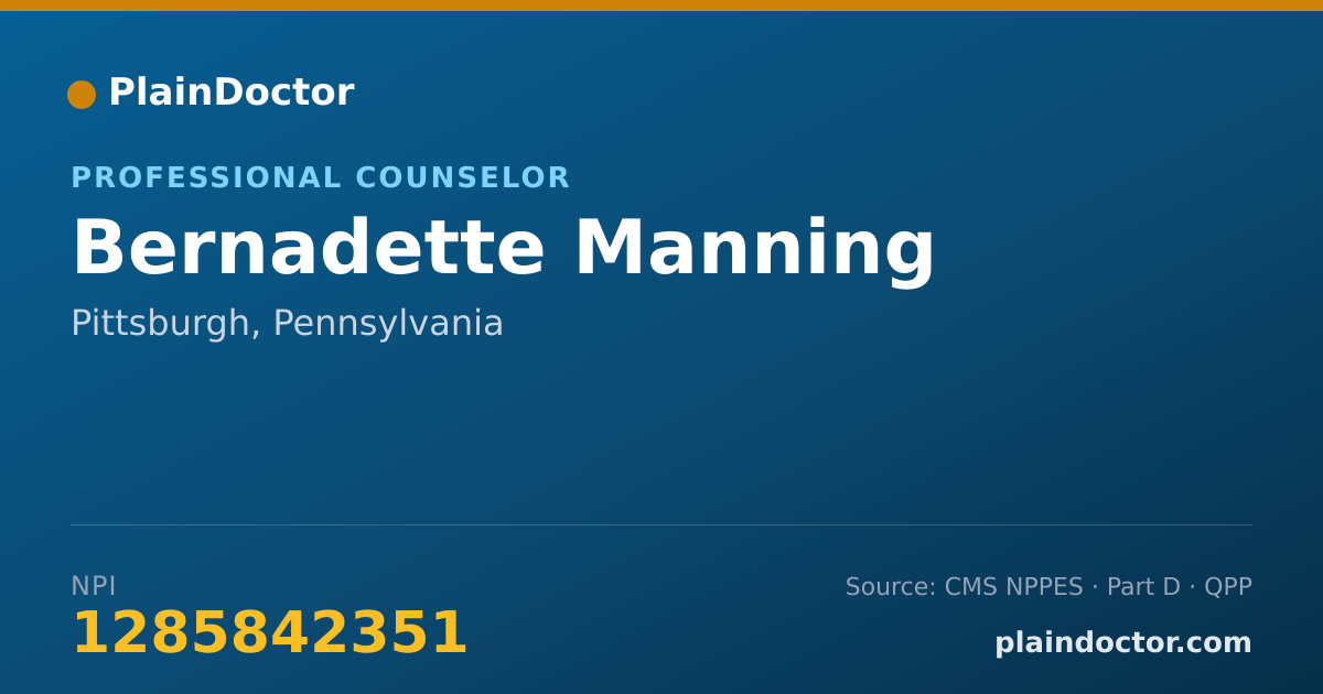 Shareable card for Bernadette Manning - Professional Counselor, Pittsburgh, PA
