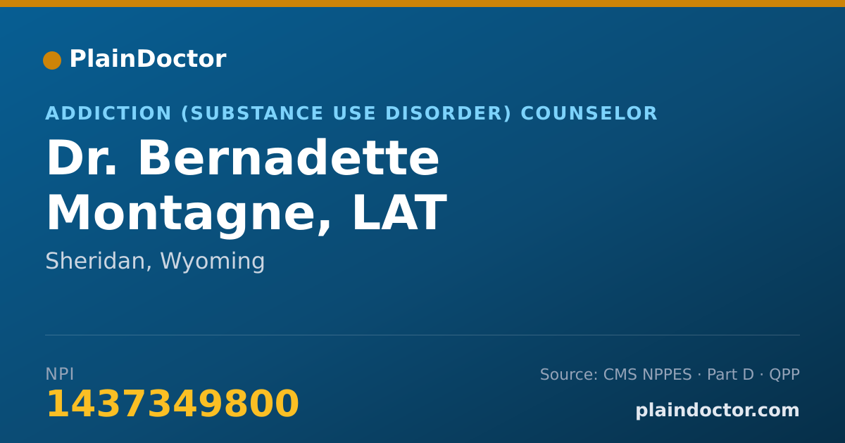 Shareable card for Bernadette Montagne, LAT - Addiction (Substance Use Disorder) Counselor, Sheridan, WY