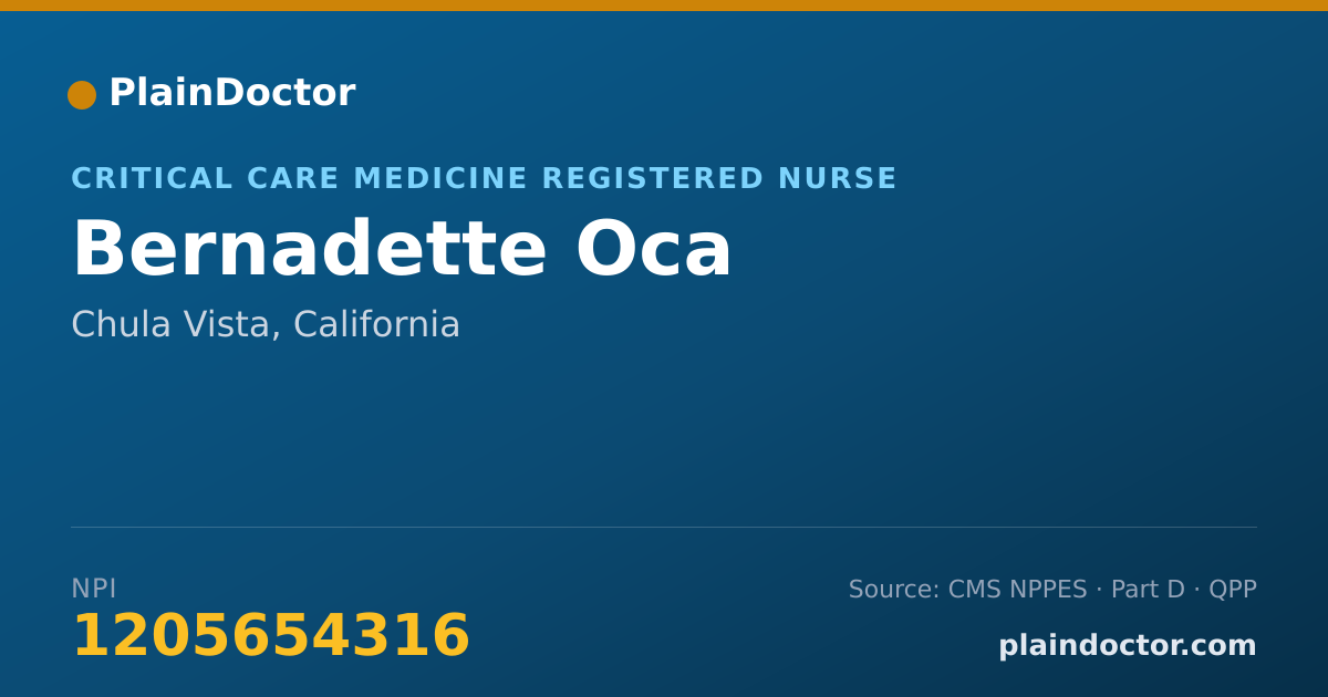 Shareable card for Bernadette Oca - Critical Care Medicine Registered Nurse, Chula Vista, CA