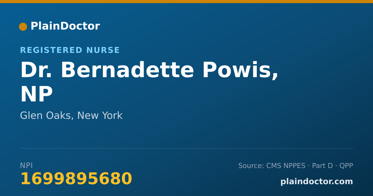 Shareable card for Bernadette Powis, NP - Registered Nurse, Glen Oaks, NY