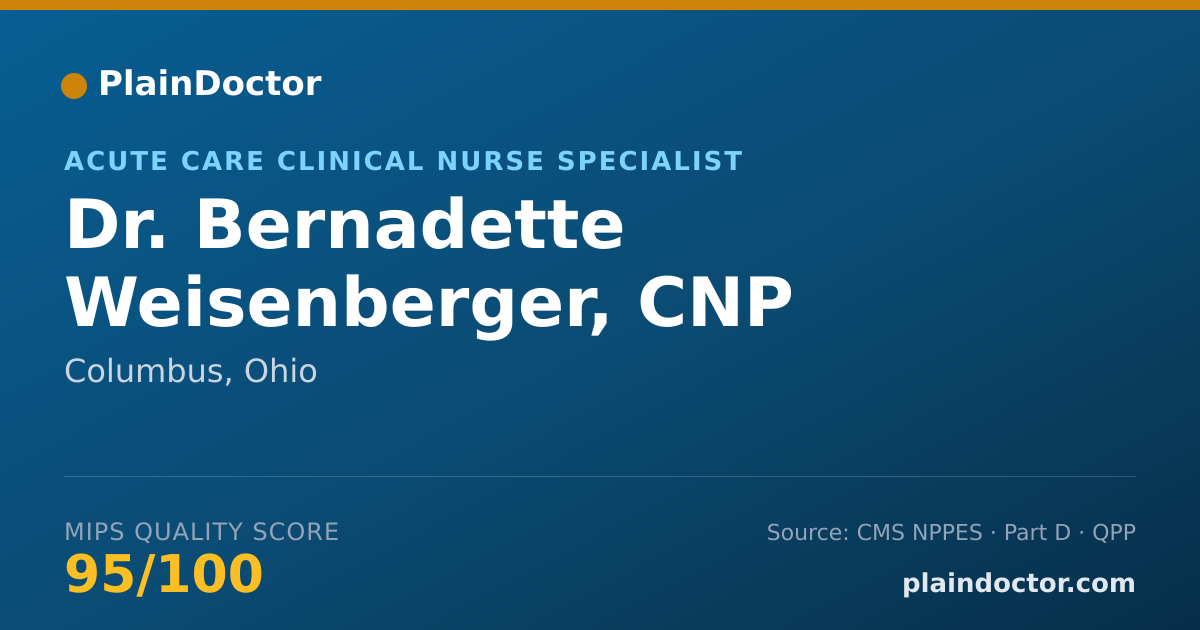 Shareable card for Bernadette Weisenberger, CNP - Acute Care Clinical Nurse Specialist, Columbus, OH