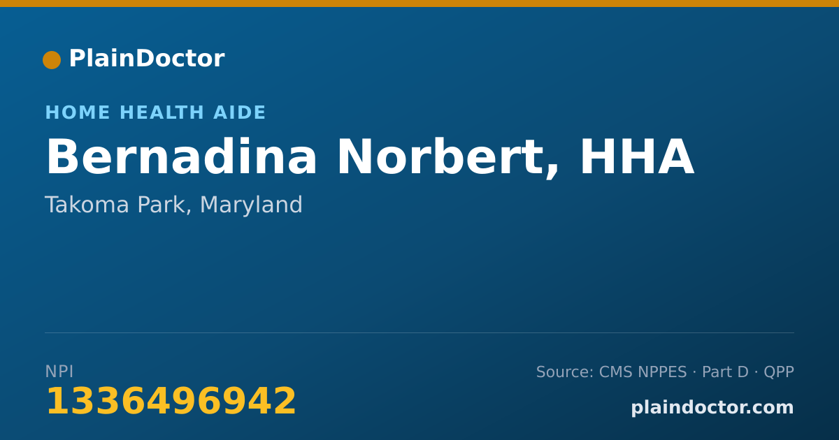 Shareable card for Bernadina Norbert, HHA - Home Health Aide, Takoma Park, MD