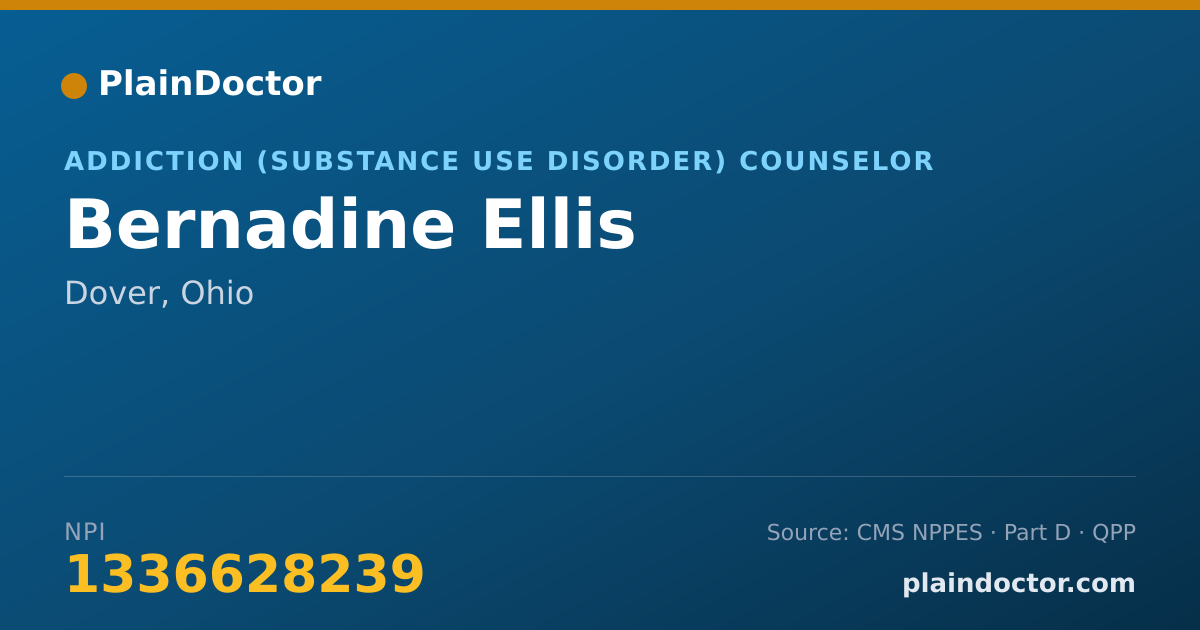 Shareable card for Bernadine Ellis - Addiction (Substance Use Disorder) Counselor, Dover, OH