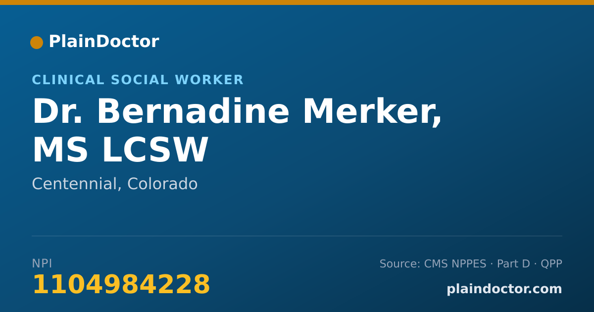 Shareable card for Bernadine Merker, MS LCSW - Clinical Social Worker, Centennial, CO