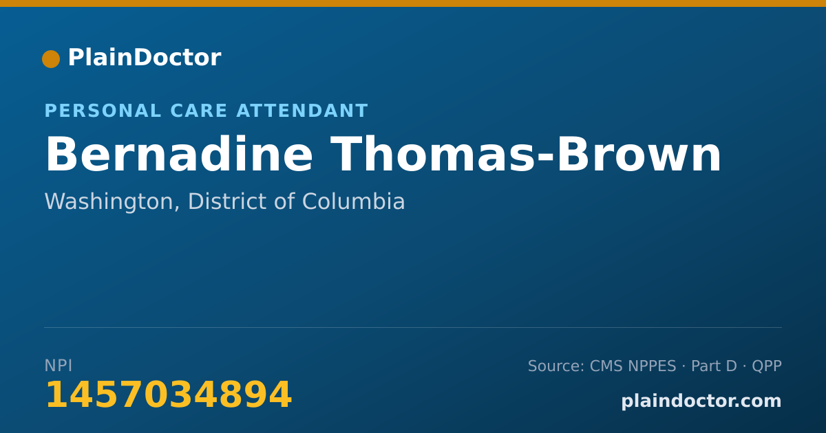 Shareable card for Bernadine Thomas-Brown - Personal Care Attendant, Washington, DC