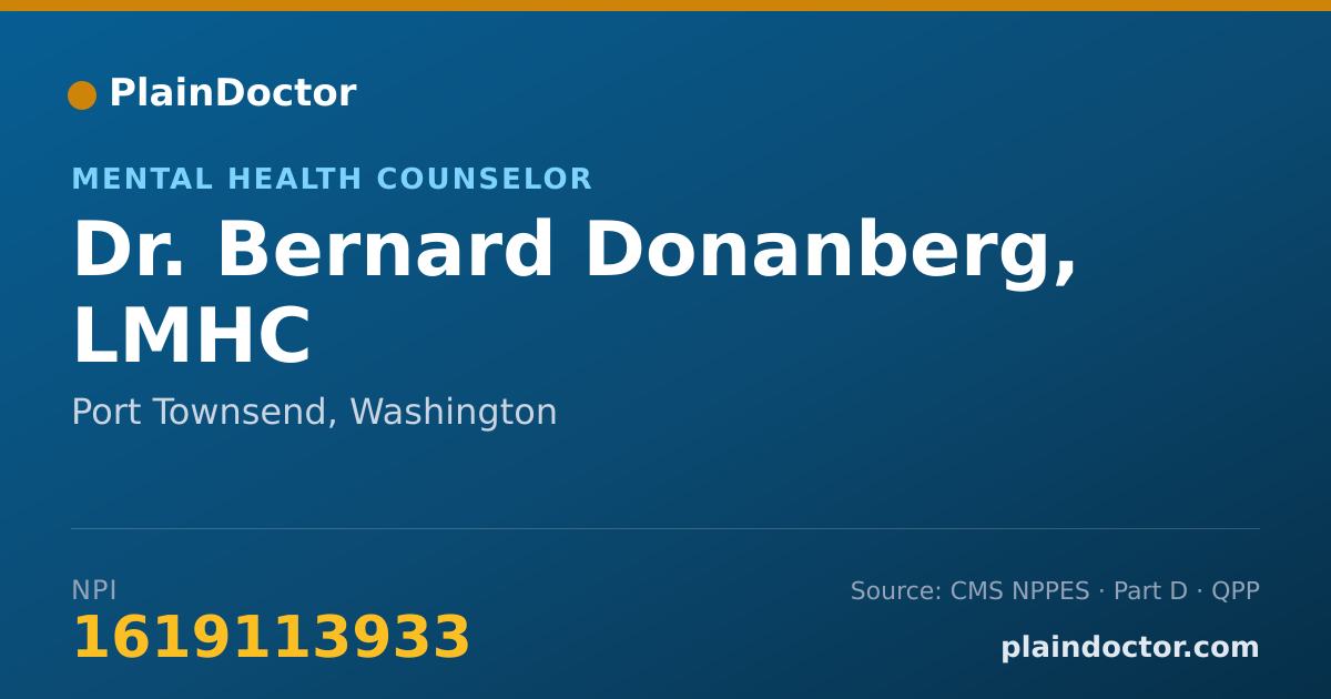 Shareable card for Bernard Donanberg, LMHC - Mental Health Counselor, Port Townsend, WA