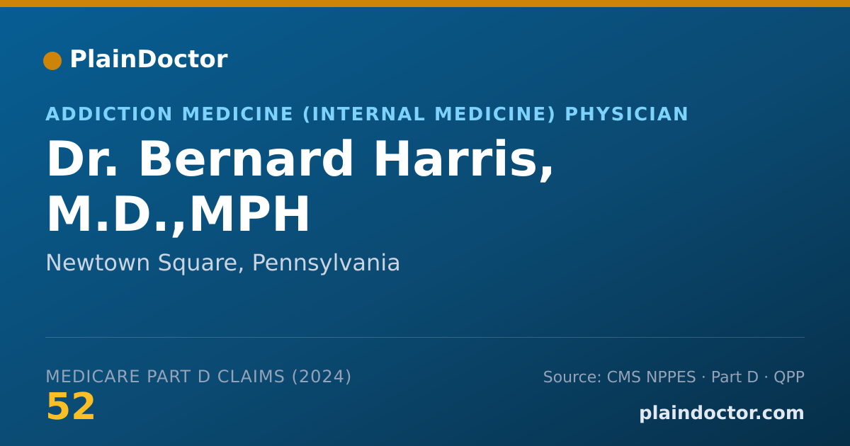 Shareable card for Bernard Harris, M.D.,MPH - Public Health & General Preventive Medicine Physician, Newtown Square, PA