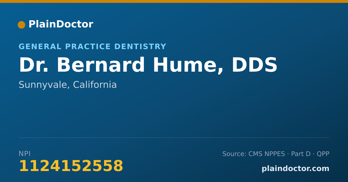 Shareable card for Bernard Hume, DDS - General Practice Dentistry, Sunnyvale, CA