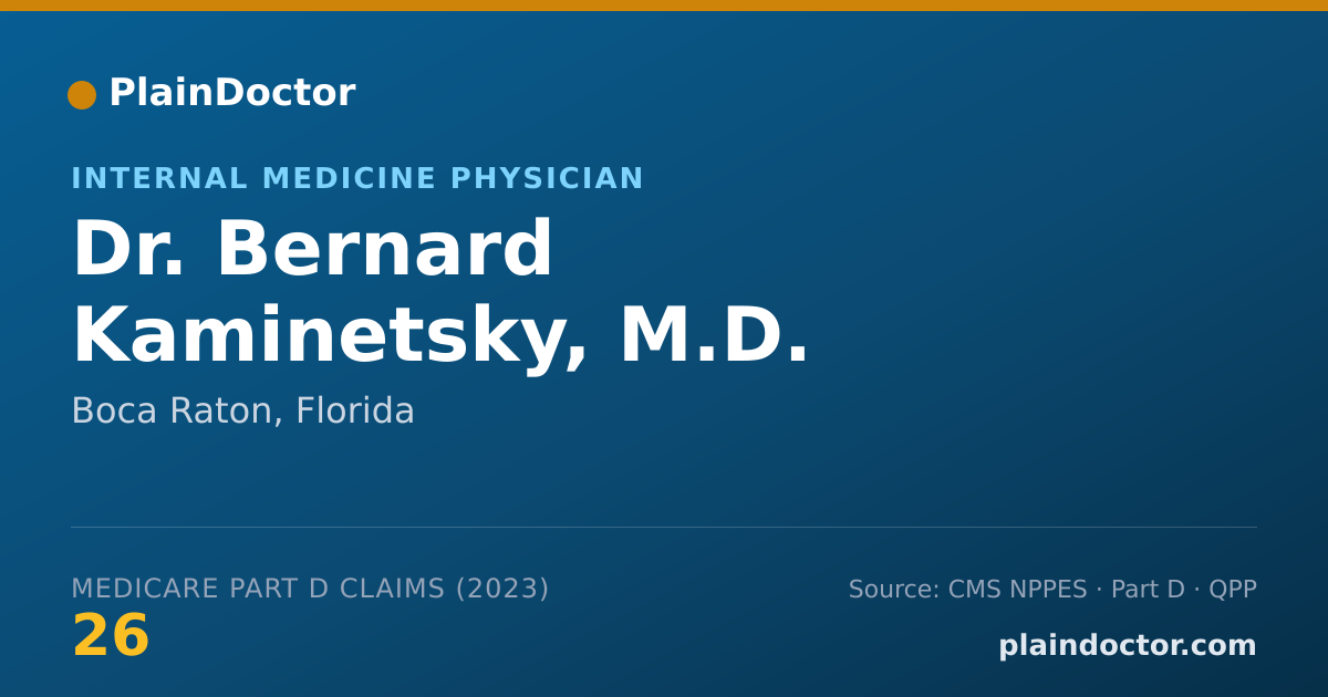 Shareable card for Bernard Kaminetsky, M.D. - Internal Medicine Physician, Boca Raton, FL