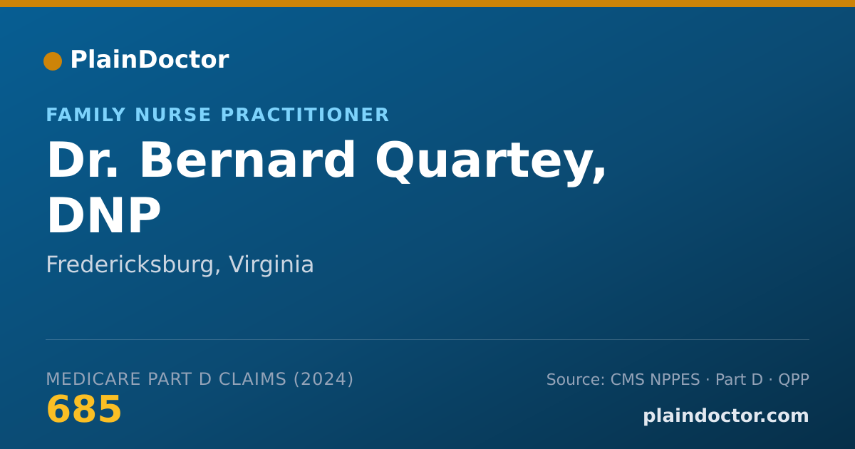 Shareable card for Bernard Quartey, DNP - Family Nurse Practitioner, Fredericksburg, VA