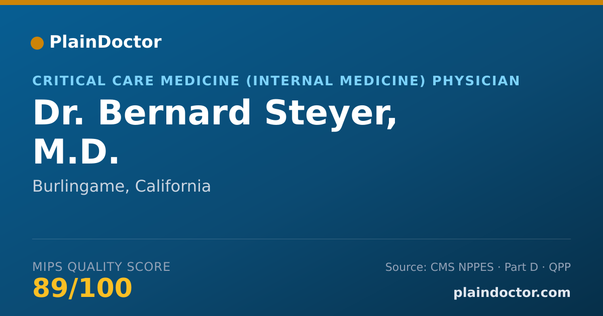 Shareable card for Bernard Steyer, M.D. - Critical Care Medicine (Internal Medicine) Physician, Burlingame, CA