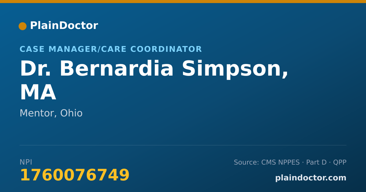 Shareable card for Bernardia Simpson, MA - Case Manager/Care Coordinator, Mentor, OH