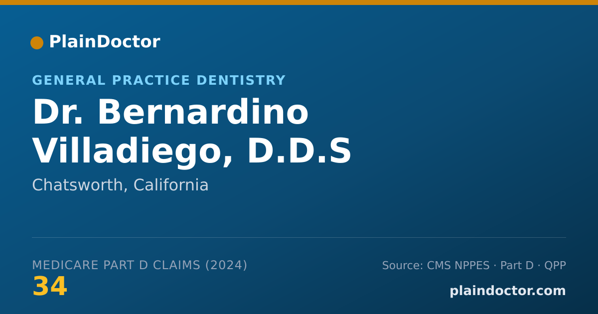Shareable card for Bernardino Villadiego, D.D.S - General Practice Dentistry, Chatsworth, CA