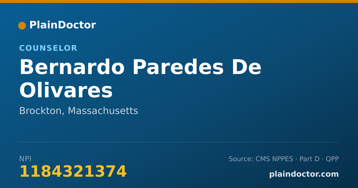 Shareable card for Bernardo Paredes De Olivares - Counselor, Brockton, MA