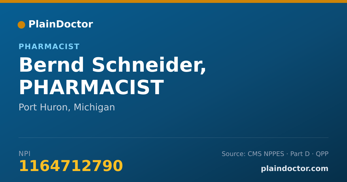 Shareable card for Bernd Schneider, PHARMACIST - Pharmacist, Port Huron, MI