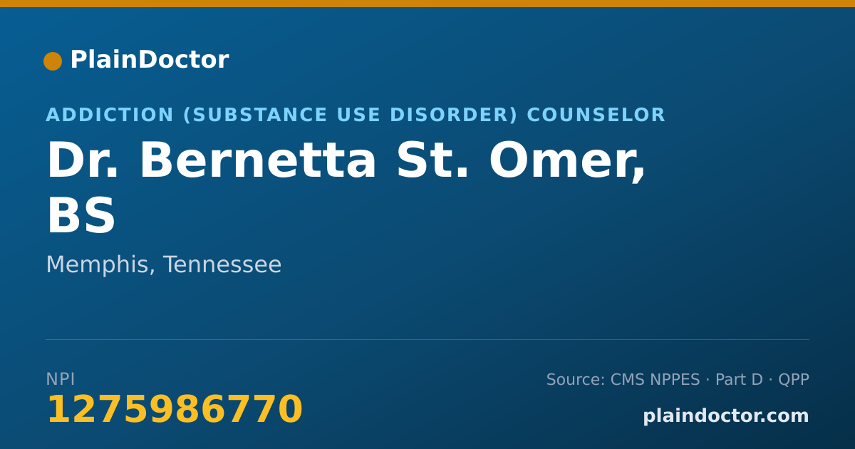 Shareable card for Bernetta St. Omer, BS - Addiction (Substance Use Disorder) Counselor, Memphis, TN