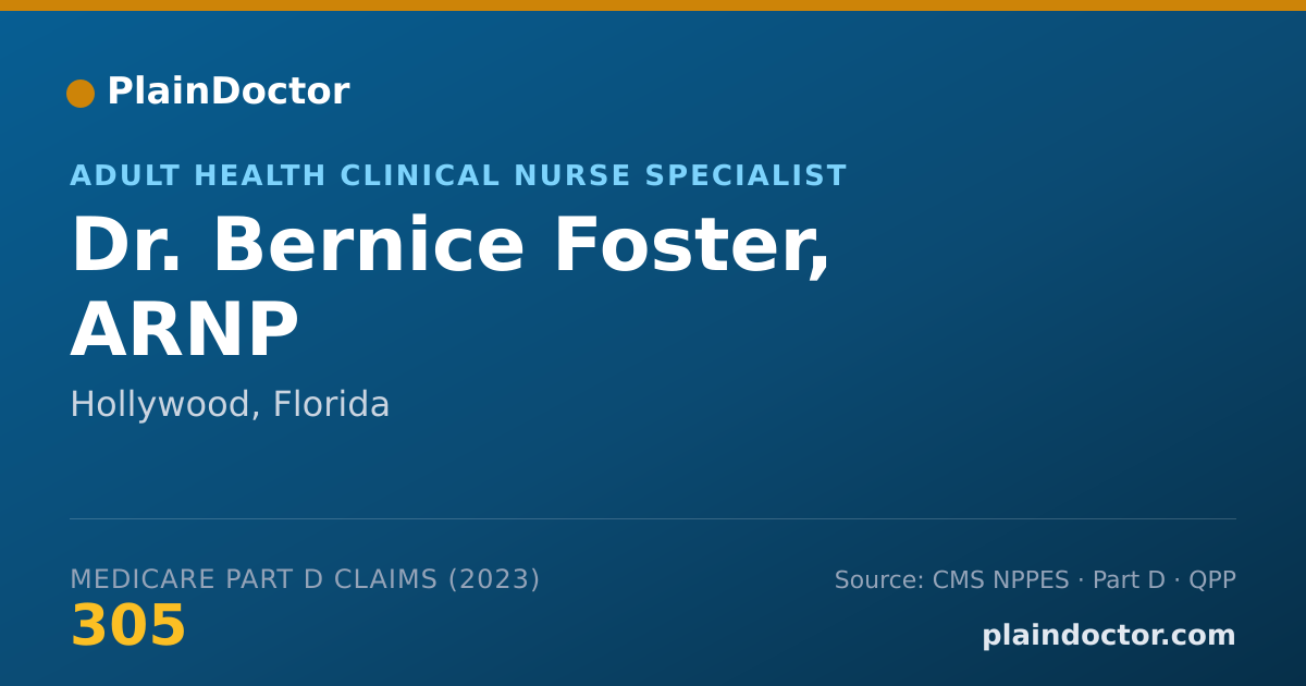 Shareable card for Bernice Foster, ARNP - Adult Health Clinical Nurse Specialist, Hollywood, FL