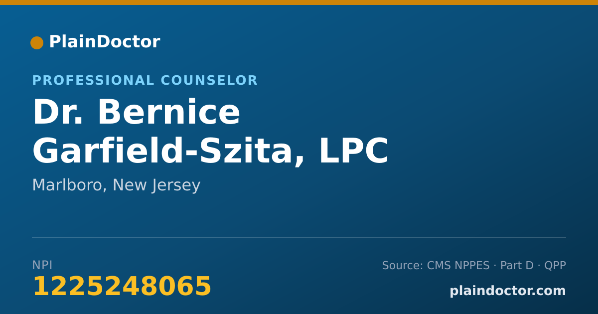Shareable card for Bernice Garfield-Szita, LPC - Professional Counselor, Marlboro, NJ