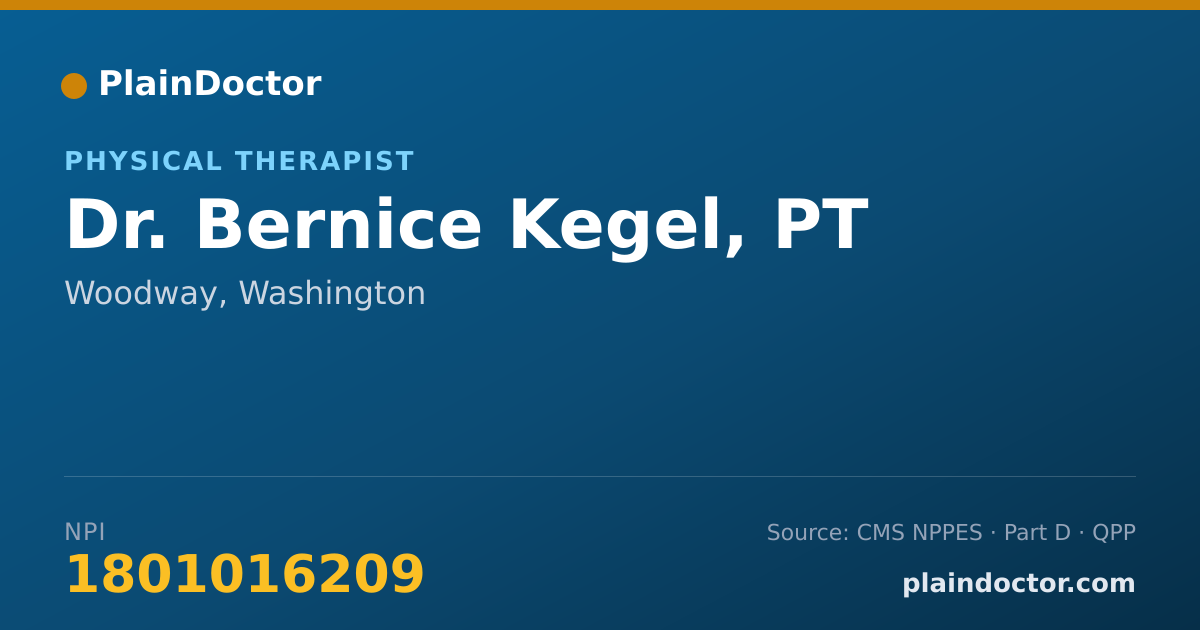 Shareable card for Bernice Kegel, PT - Physical Therapist, Woodway, WA