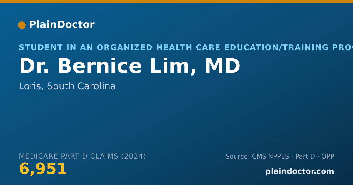 Shareable card for Bernice Lim, MD - Student in an Organized Health Care Education/Training Program, Loris, SC