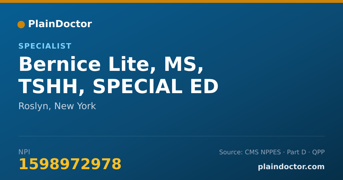Shareable card for Bernice Lite, MS, TSHH, SPECIAL ED - Specialist, Roslyn, NY
