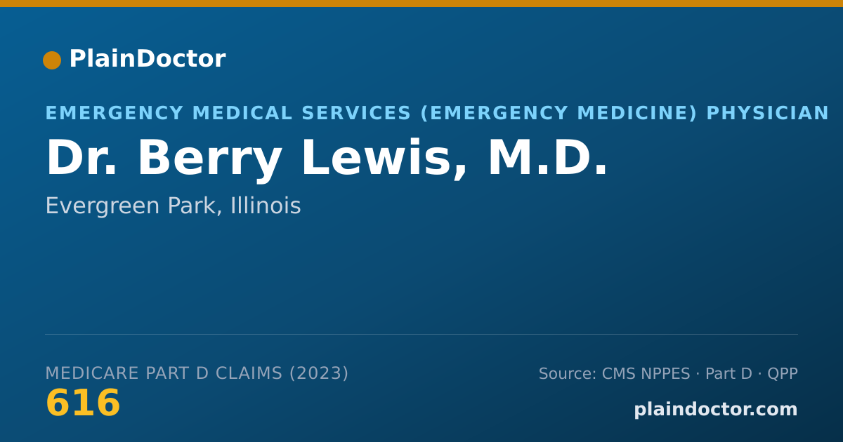 Shareable card for Berry Lewis, M.D. - Emergency Medical Services (Emergency Medicine) Physician, Evergreen Park, IL