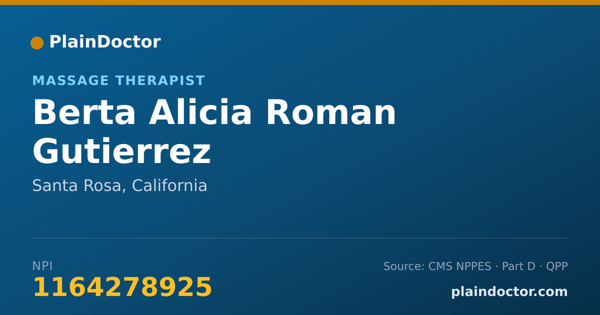 Shareable card for Berta Alicia Roman Gutierrez - Massage Therapist, Santa Rosa, CA