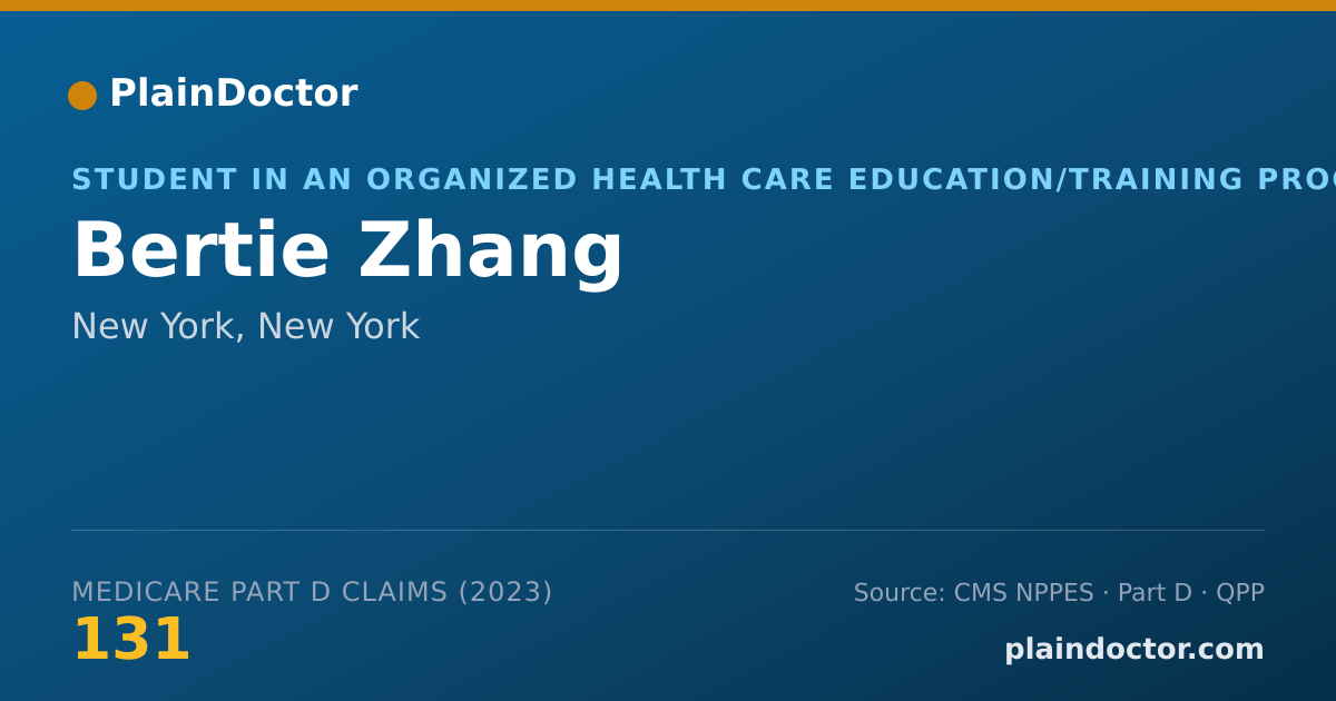 Shareable card for Bertie Zhang - Student in an Organized Health Care Education/Training Program, New York, NY