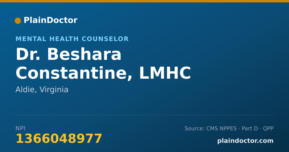 Shareable card for Beshara Constantine, LMHC - Mental Health Counselor, Aldie, VA