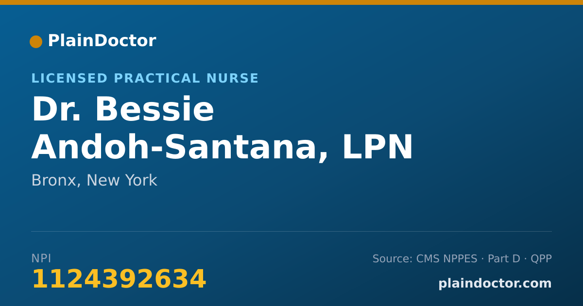 Shareable card for Bessie Andoh-Santana, LPN - Licensed Practical Nurse, Bronx, NY
