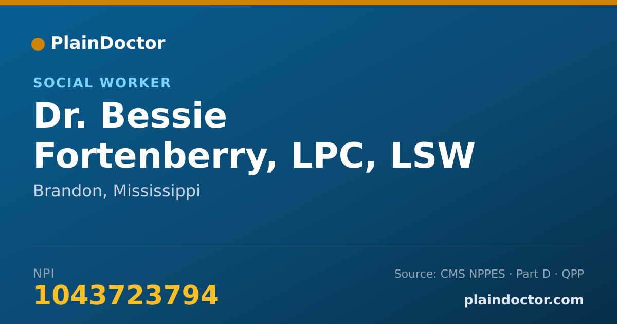 Shareable card for Bessie Fortenberry, LPC, LSW - Social Worker, Brandon, MS