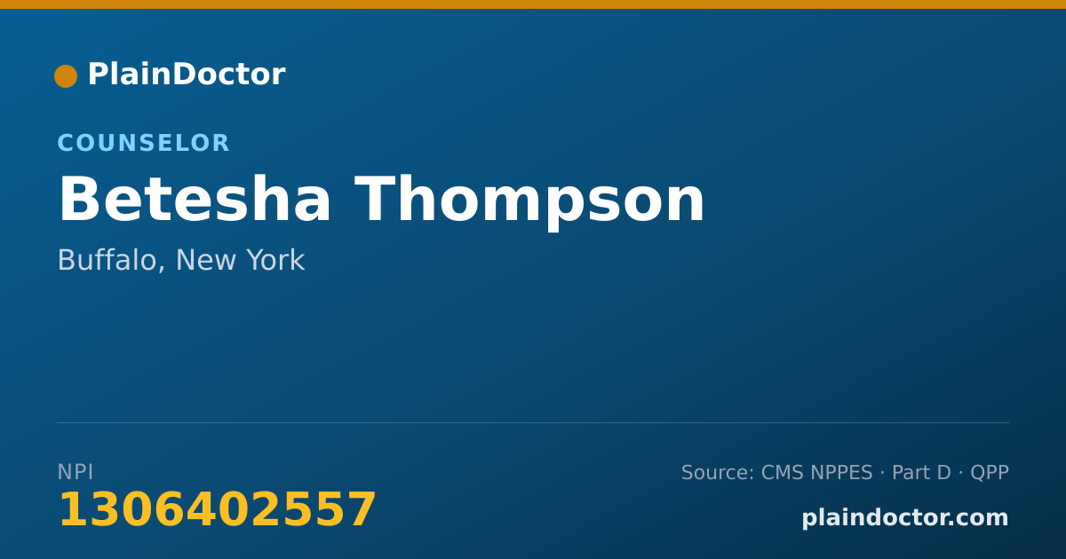 Shareable card for Betesha Thompson - Counselor, Buffalo, NY
