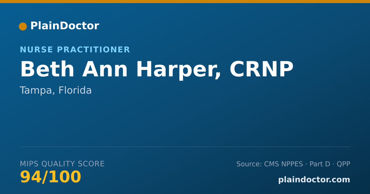 Shareable card for Beth Ann Harper, CRNP - Nurse Practitioner, Tampa, FL